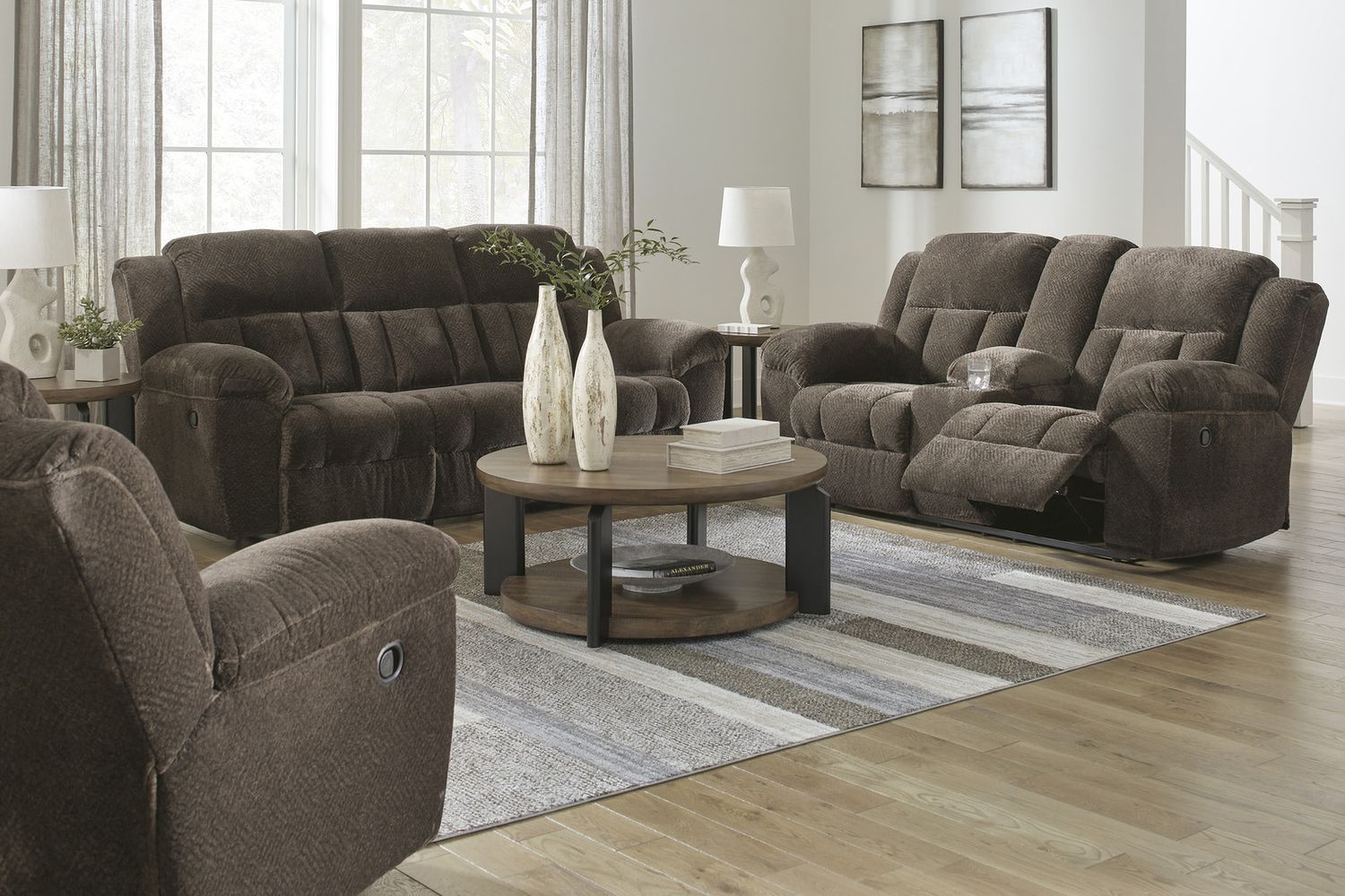 Frohn Reclining Living Room Set In Chocolate 37407U1