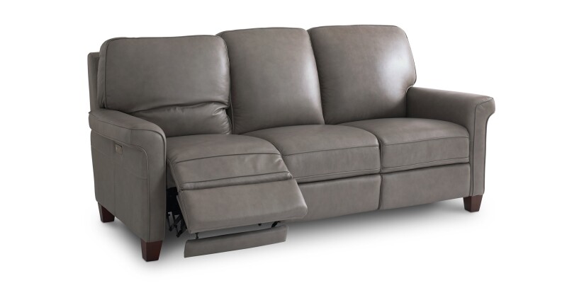 Dixon Leather Roll Club Arm Power Sofa 3744P62G