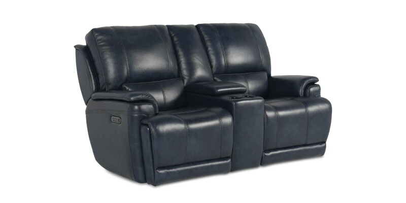 Burlington Leather Power Reclining Loveseat with Center Console 3749PC42N