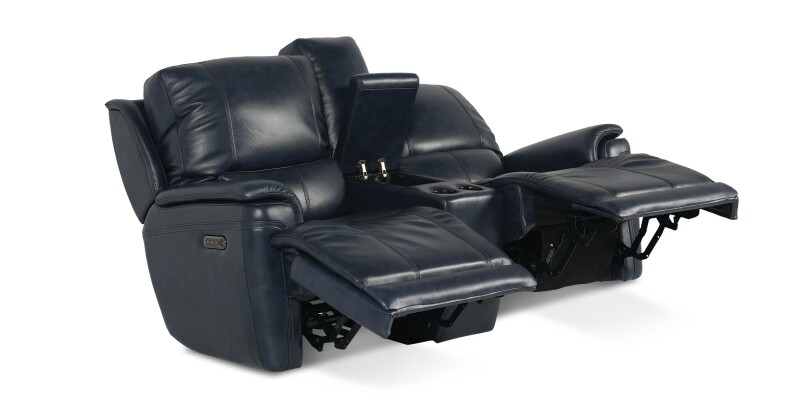 Burlington Leather Power Reclining Loveseat with Center Console 3749PC42N