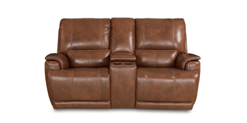 Burlington Leather Power Reclining Loveseat with Center Console 3749PC42U
