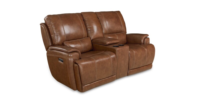 Burlington Leather Power Reclining Loveseat with Center Console 3749PC42U