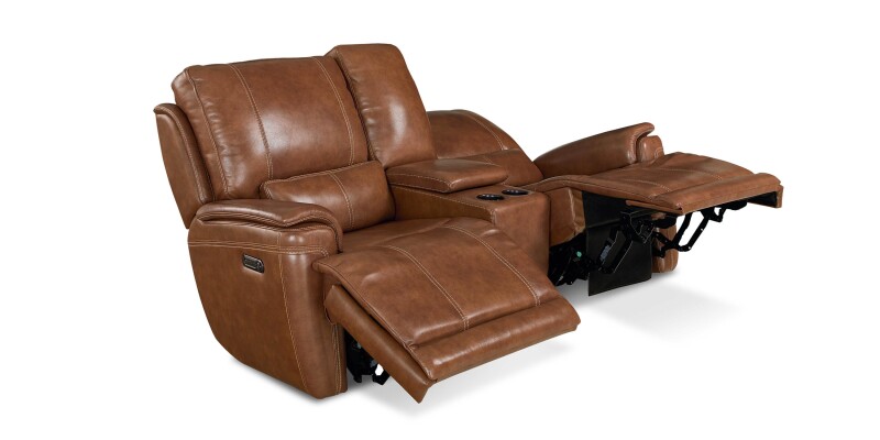 Burlington Leather Power Reclining Loveseat with Center Console 3749PC42U