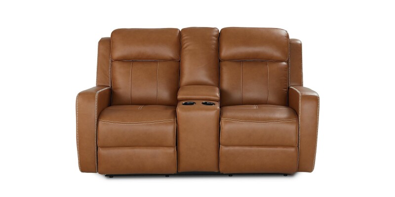 Norwood Leather Power Reclining Loveseat with Center Console 3752PC42T