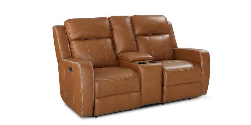 Norwood Leather Power Reclining Loveseat with Center Console 3752PC42T