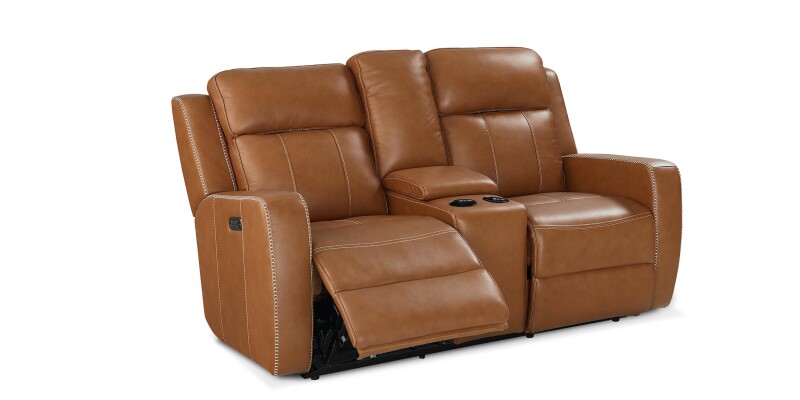 Norwood Leather Power Reclining Loveseat with Center Console 3752PC42T