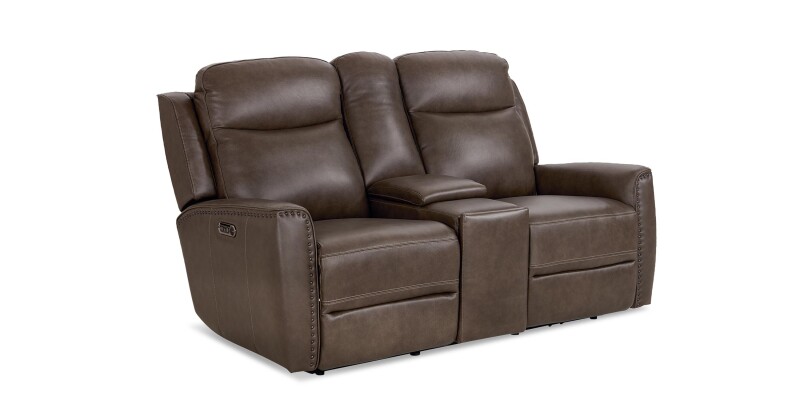 Douglas Leather Power Reclining Loveseat with Center Console 3793PC42S