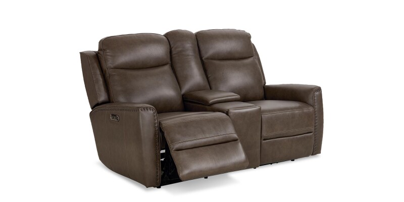 Douglas Leather Power Reclining Loveseat with Center Console 3793PC42S