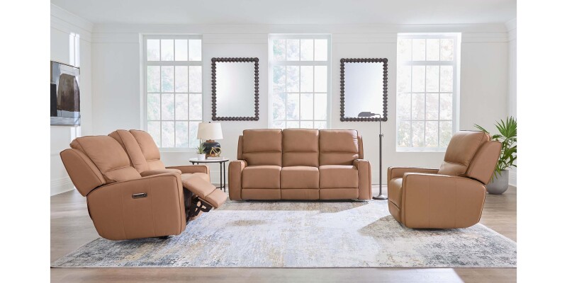 Raymond Leather Power Reclining Sofa 3795P62A