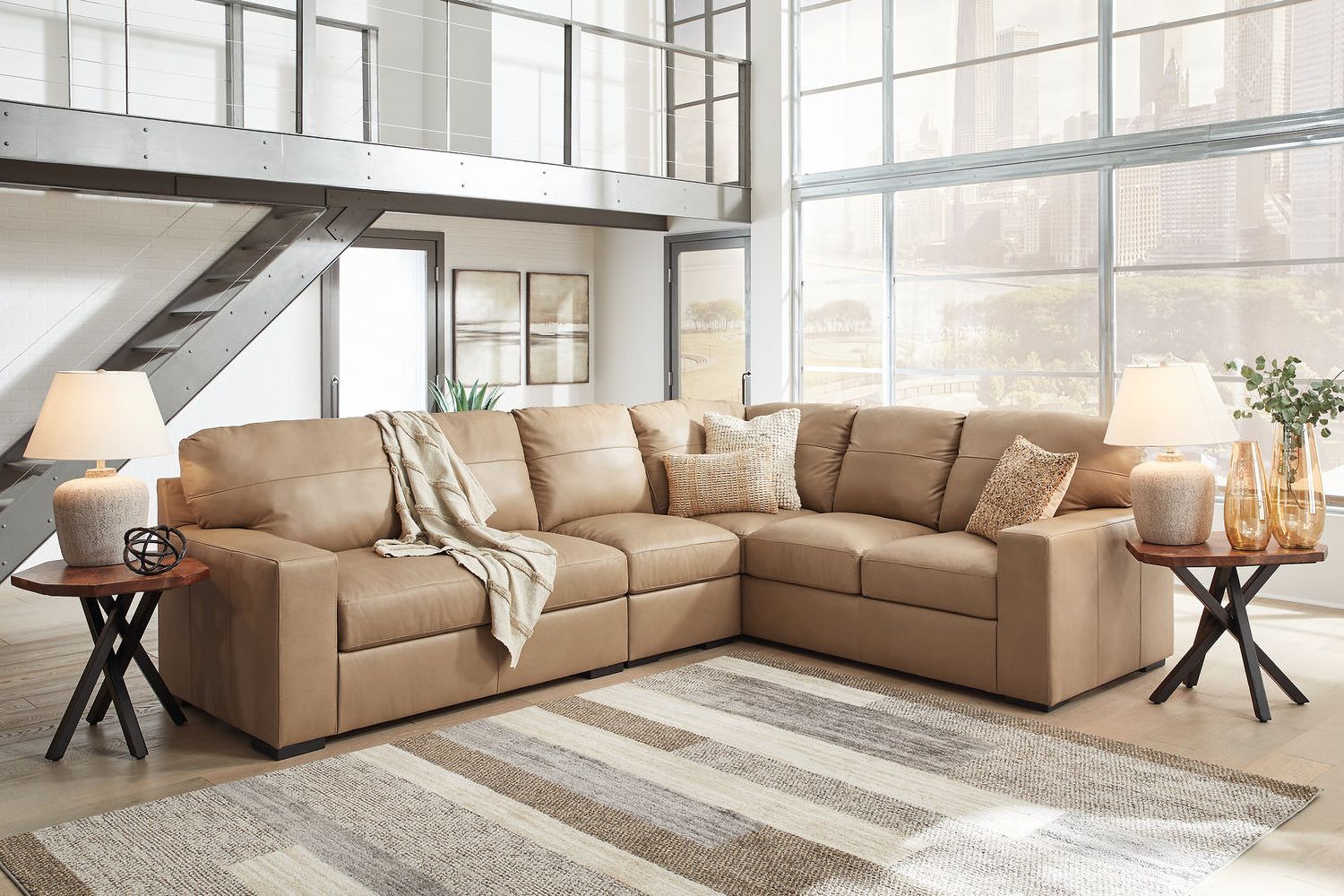 Bandon 3-Piece RAF Sectional In Toffee 38006S4