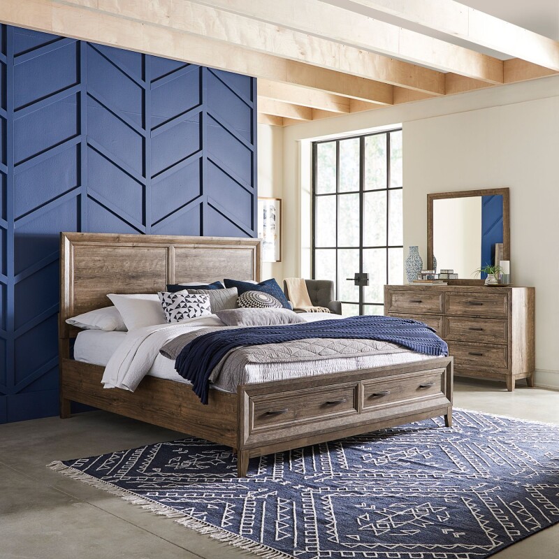 Ridgecrest King Storage Bed, Dresser & Mirror 384BRKSBDM