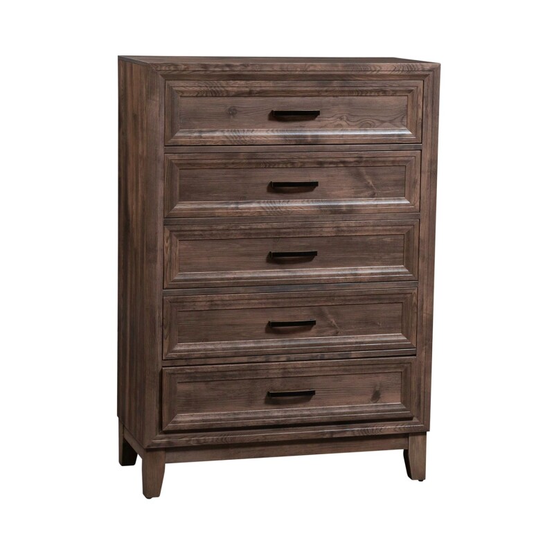 Ridgecrest Queen Panel Bed, Dresser & Mirror, Chest 384BRQPBDMC