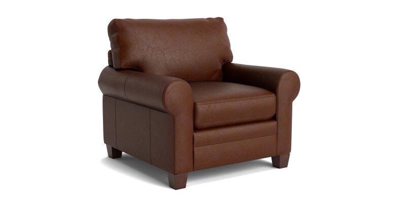 Carolina Leather Roll Arm Chair 385112L53