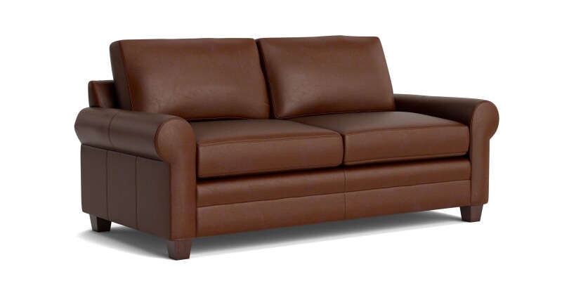 Carolina Leather Roll Arm Sofa 385152L53
