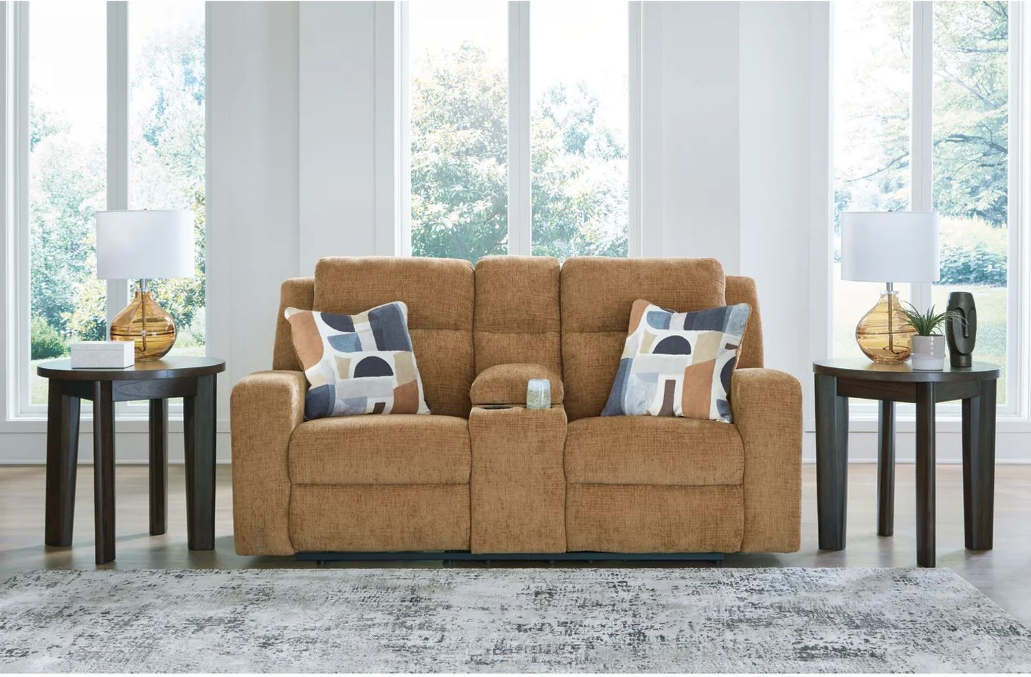 Kanlow Reclining Loveseat with Console In Honey 3860594