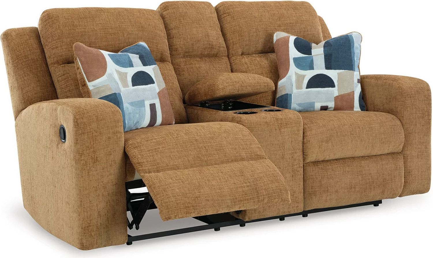 Kanlow Reclining Loveseat with Console In Honey 3860594
