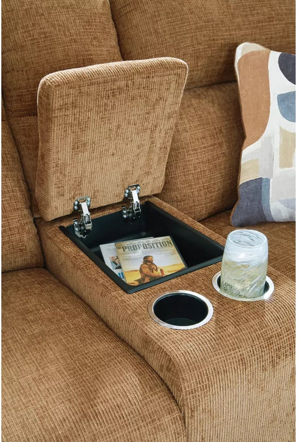 Kanlow Reclining Loveseat with Console In Honey 3860594