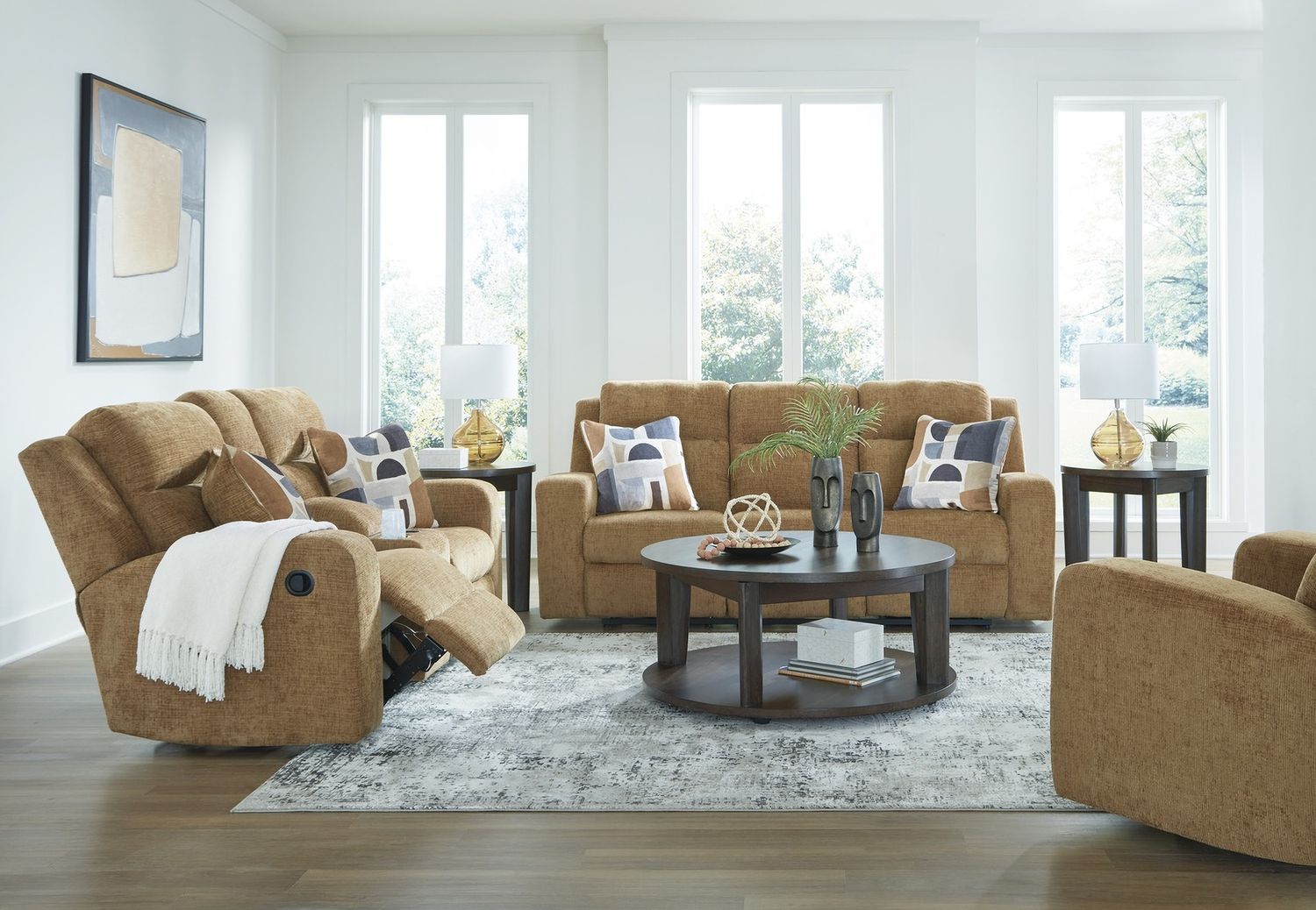 Kanlow Reclining Loveseat with Console In Honey 3860594