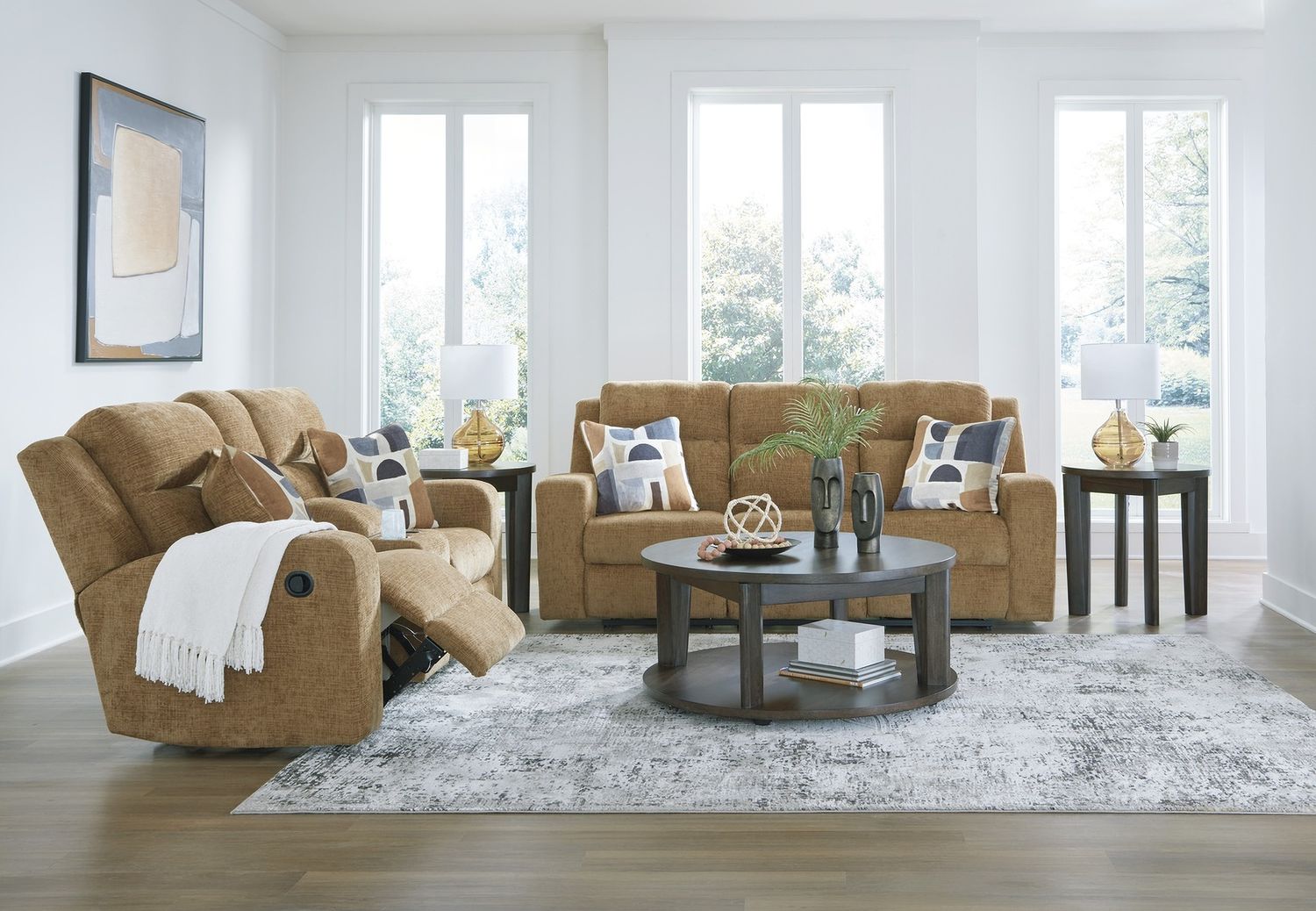 Kanlow Reclining Loveseat with Console In Honey 3860594