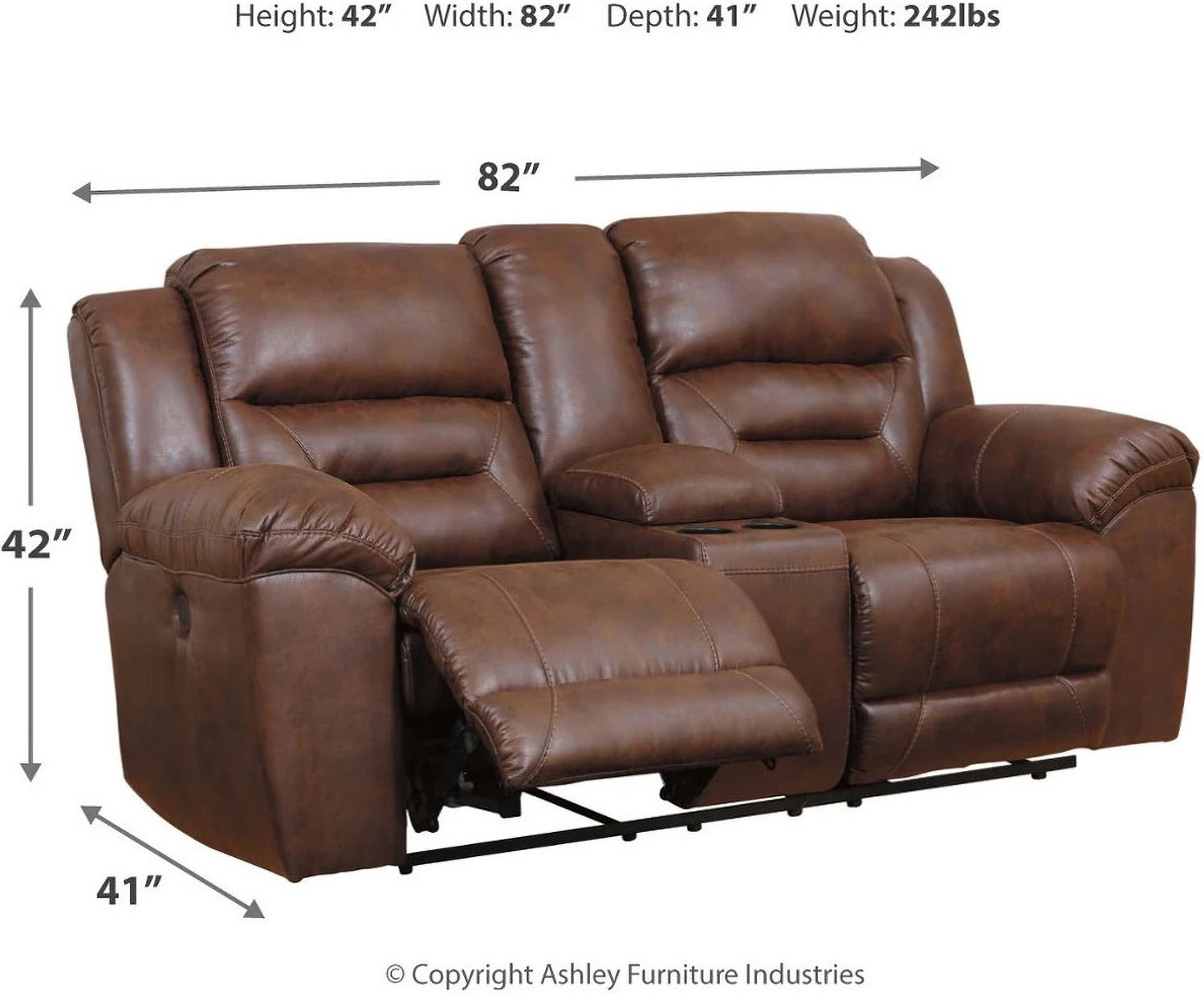 Stoneland Power Reclining Console Loveseat In Chocolate 3990496