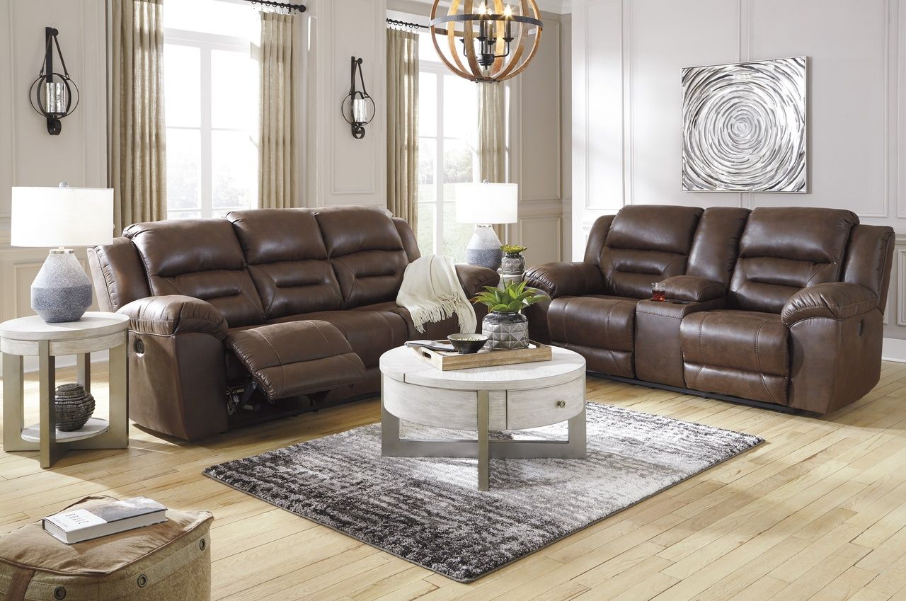 Stoneland Power Reclining Console Loveseat In Chocolate 3990496