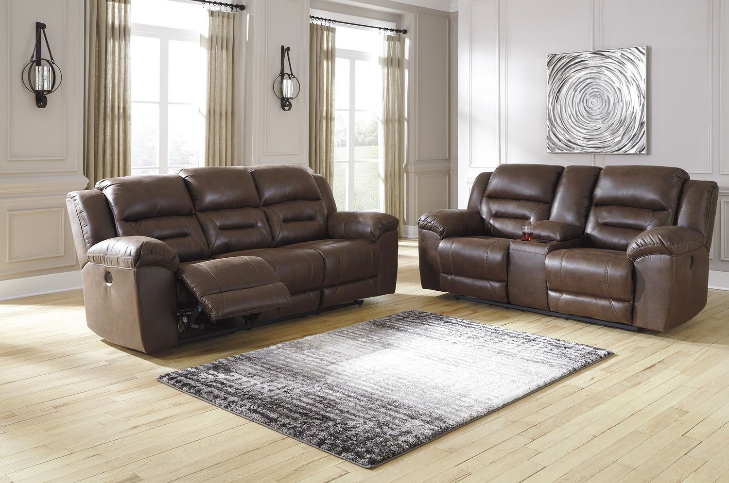 Stoneland Power Reclining Living Room Set In Chocolate 39904U2