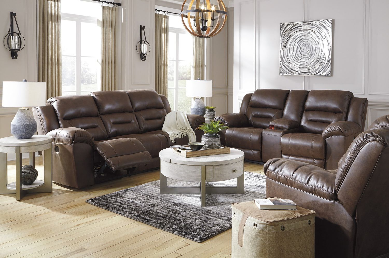 Stoneland Power Reclining Living Room Set In Chocolate 39904U2