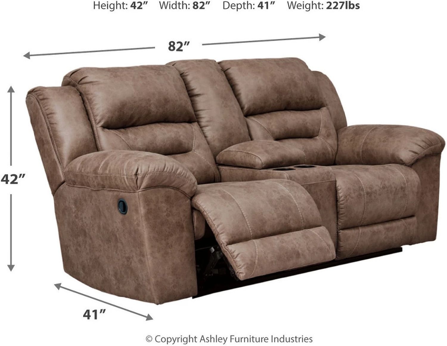 Stoneland Reclining Console Loveseat In Fossil 3990594