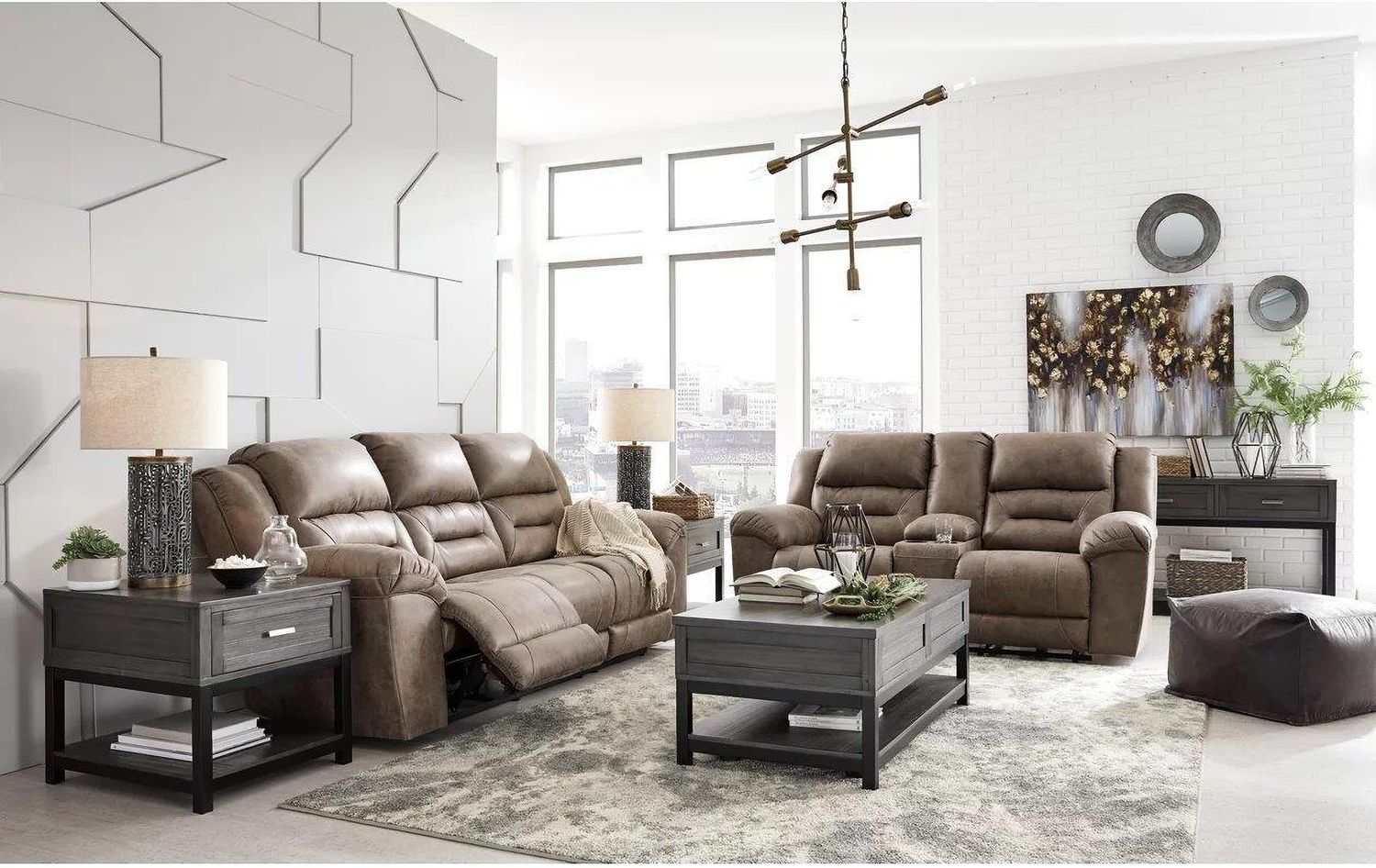 Stoneland Reclining Console Loveseat In Fossil 3990594