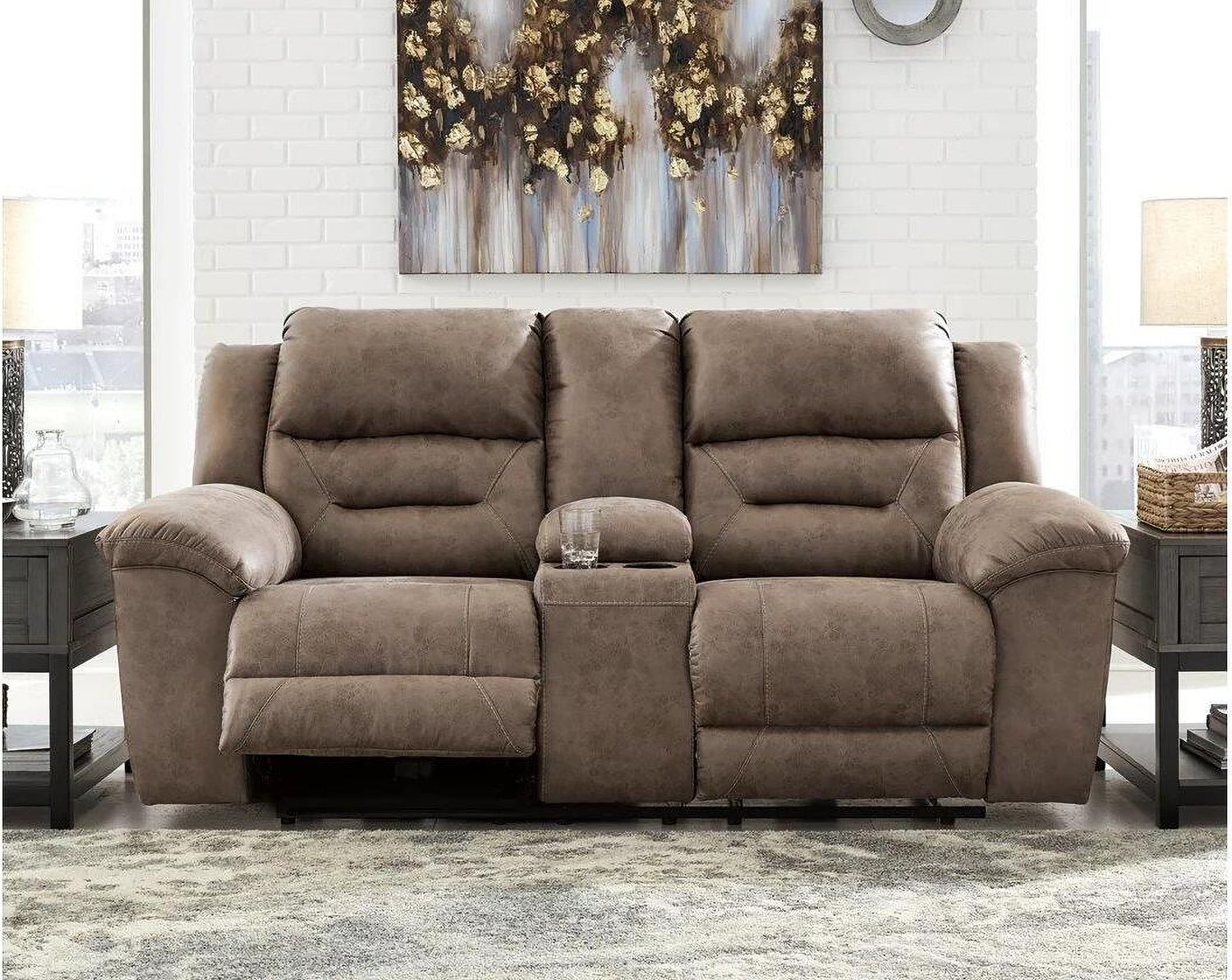 Stoneland Power Reclining Console Loveseat In Fossil 3990596