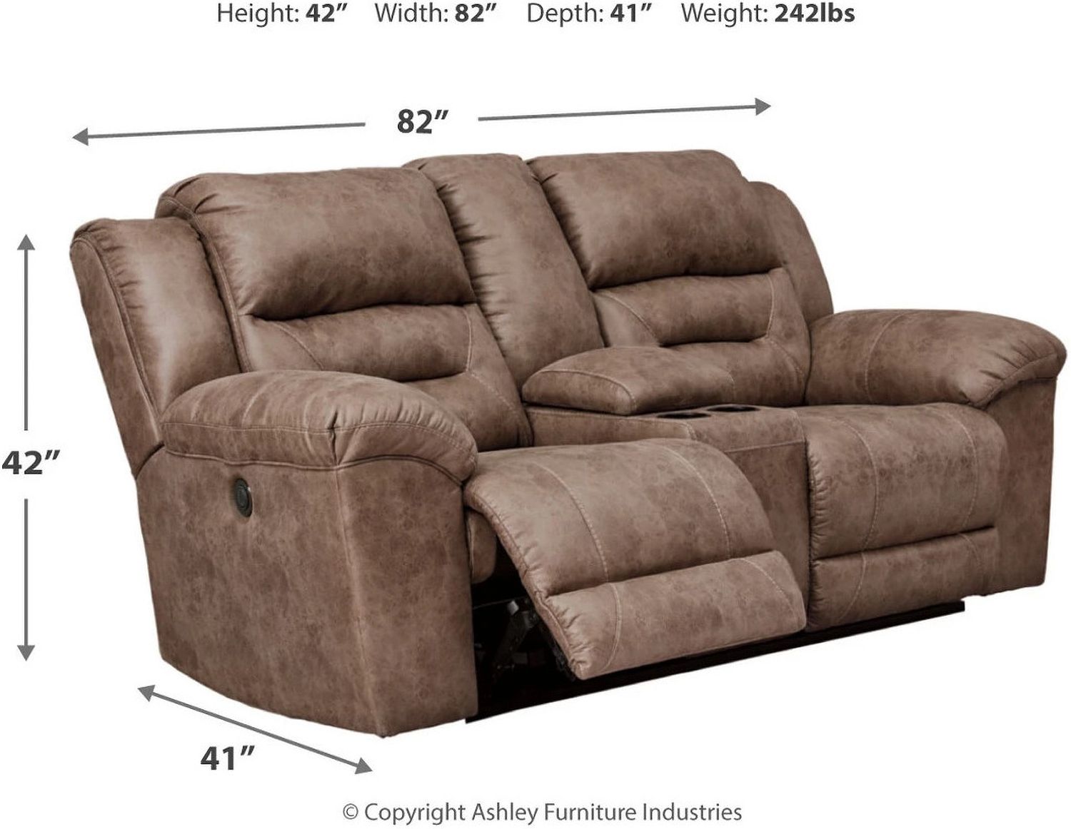 Stoneland Power Reclining Console Loveseat In Fossil 3990596