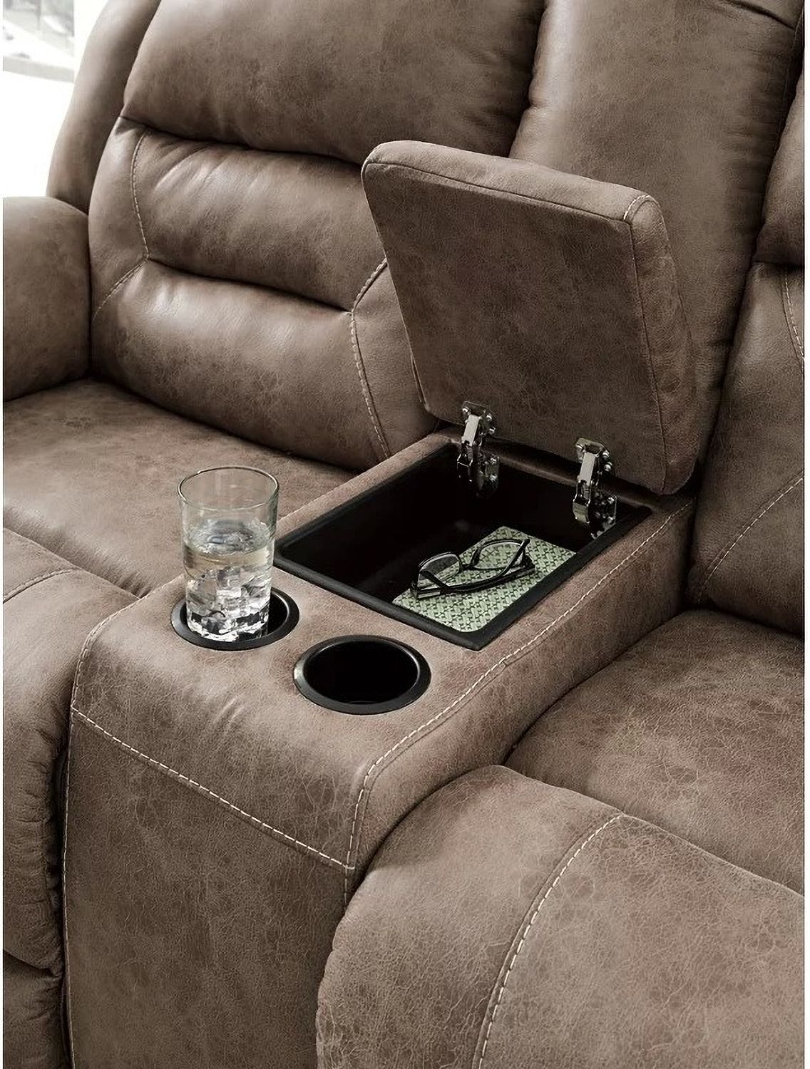 Stoneland Power Reclining Console Loveseat In Fossil 3990596