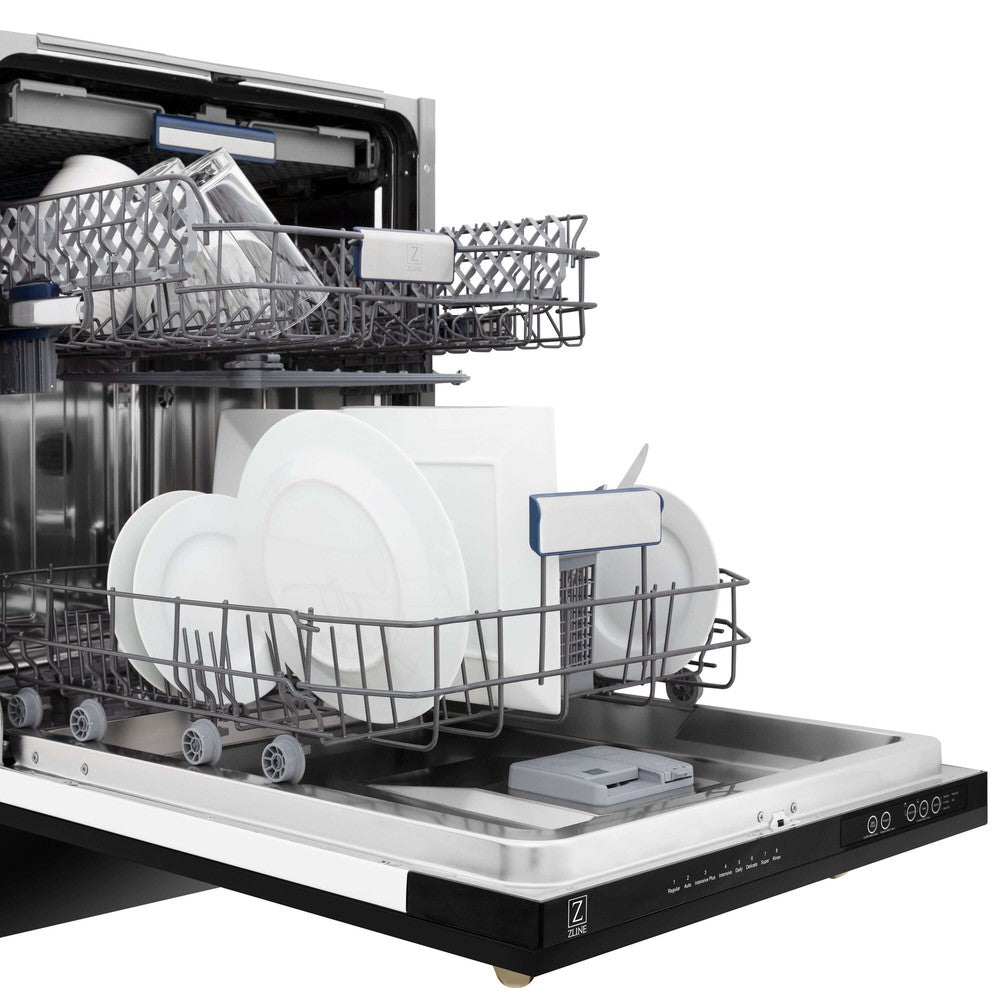 Autograph Edition 30 in. Kitchen Package with Black Stainless Steel Dual Fuel Range, Range Hood and Dishwasher with Champagne Bronze Accents 3AKPRABRHDWV30CB