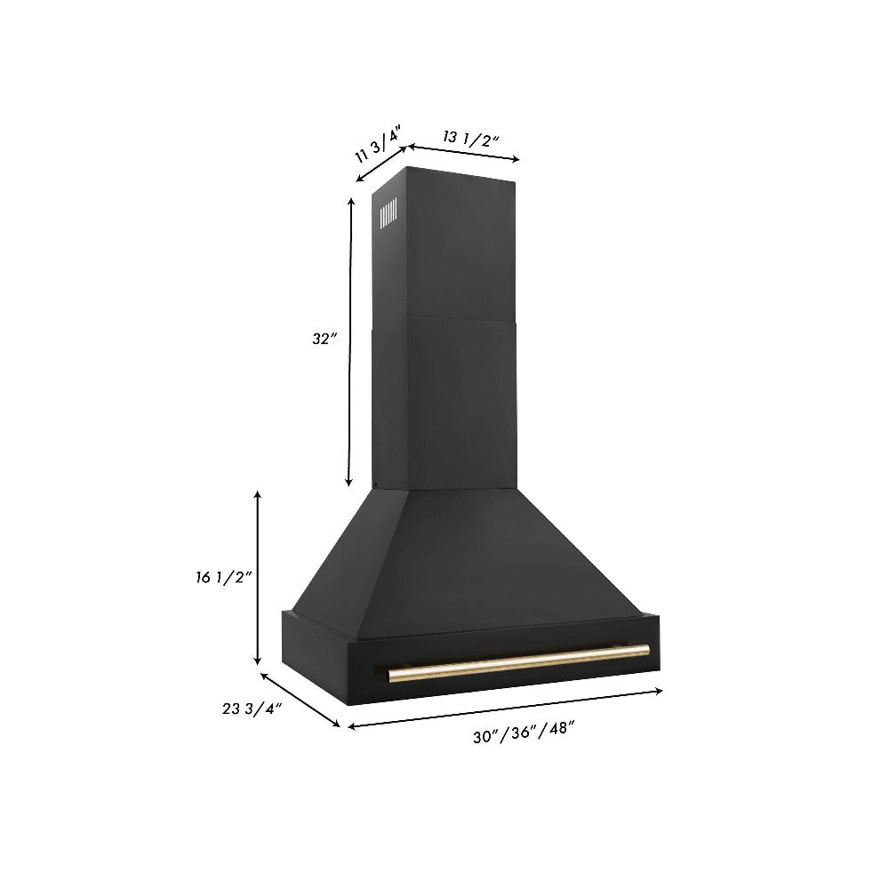 Autograph Edition 30 in. Kitchen Package with Black Stainless Steel Dual Fuel Range, Range Hood and Dishwasher with Polished Gold Accents 3AKPRABRHDWV30G