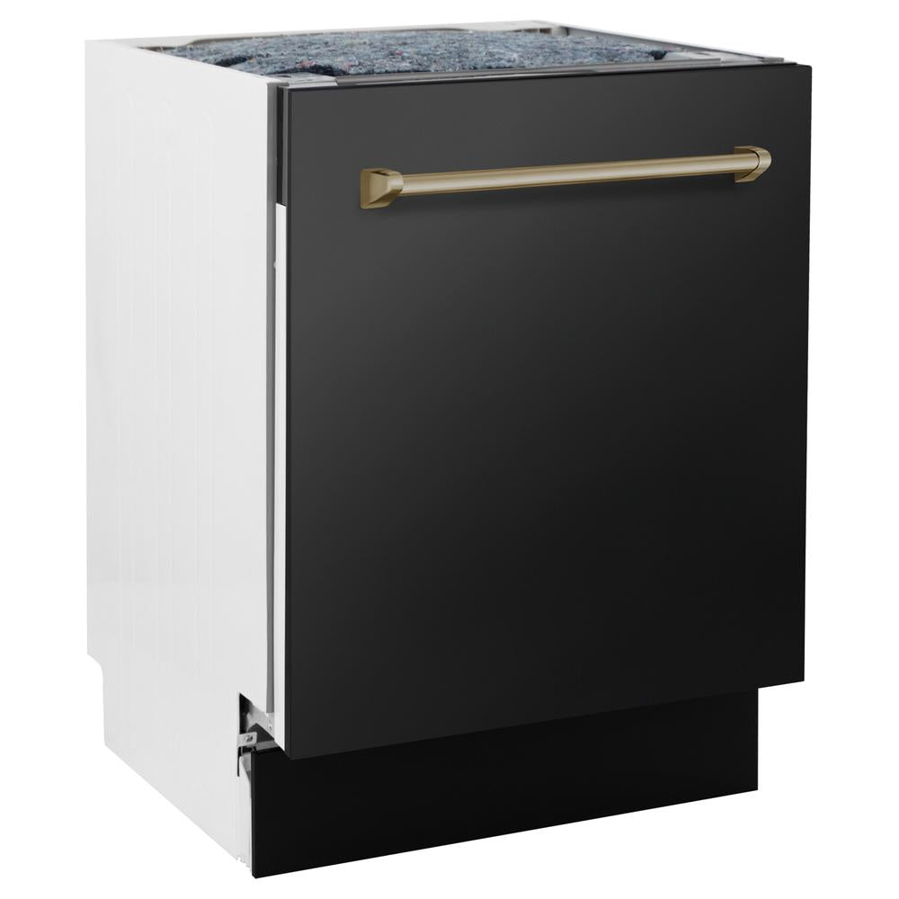 Autograph Edition 36 in. Kitchen Package with Black Stainless Steel Dual Fuel Range, Range Hood and Dishwasher with Champagne Bronze Accents 3AKPRABRHDWV36CB