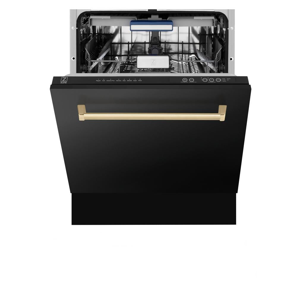 Autograph Edition 36 in. Kitchen Package with Black Stainless Steel Dual Fuel Range, Range Hood and Dishwasher with Champagne Bronze Accents 3AKPRABRHDWV36CB