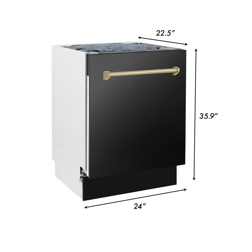 Autograph Edition 36 in. Kitchen Package with Black Stainless Steel Dual Fuel Range, Range Hood and Dishwasher with Champagne Bronze Accents 3AKPRABRHDWV36CB