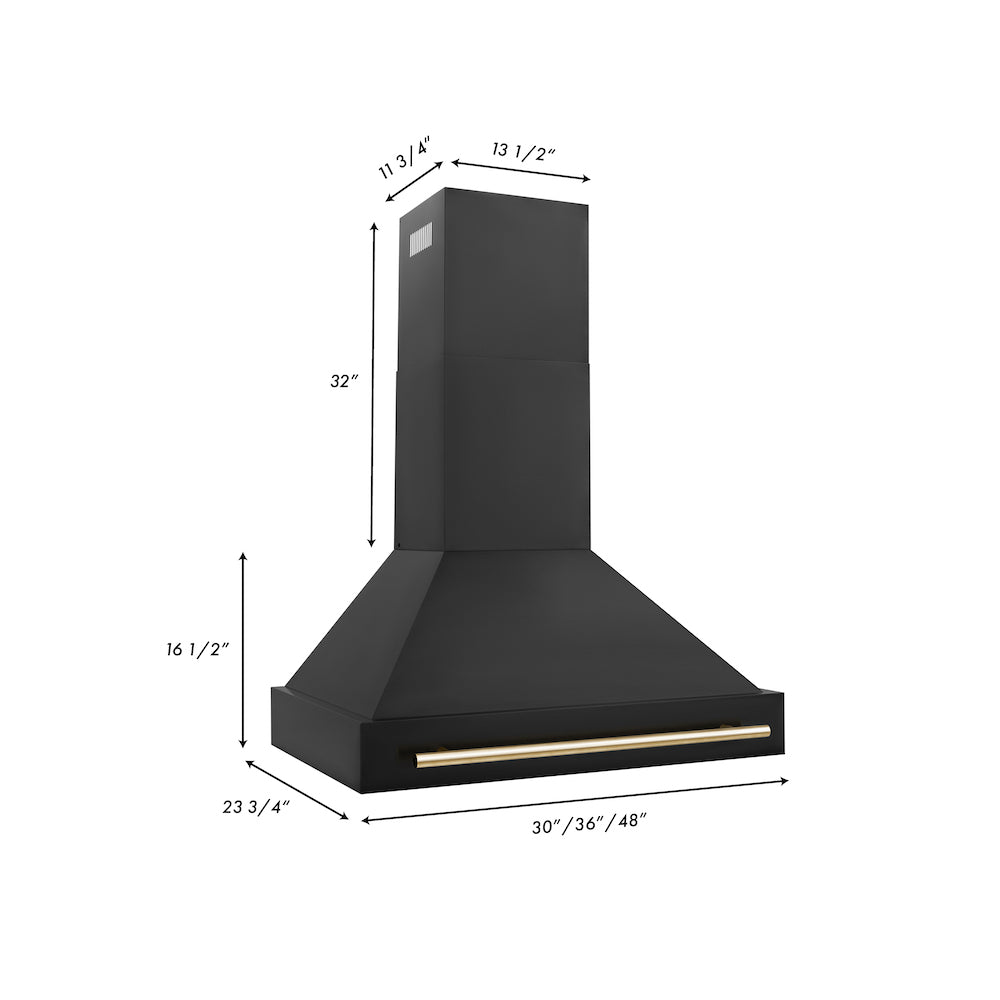 Autograph Edition 36 in. Kitchen Package with Black Stainless Steel Dual Fuel Range, Range Hood and Dishwasher with Polished Gold Accents 3AKPRABRHDWV36G