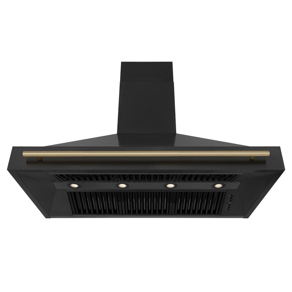Autograph Edition 48 in. Kitchen Package with Black Stainless Steel Dual Fuel Range, Range Hood and Dishwasher with Champagne Bronze Accents 3AKPRABRHDWV48CB