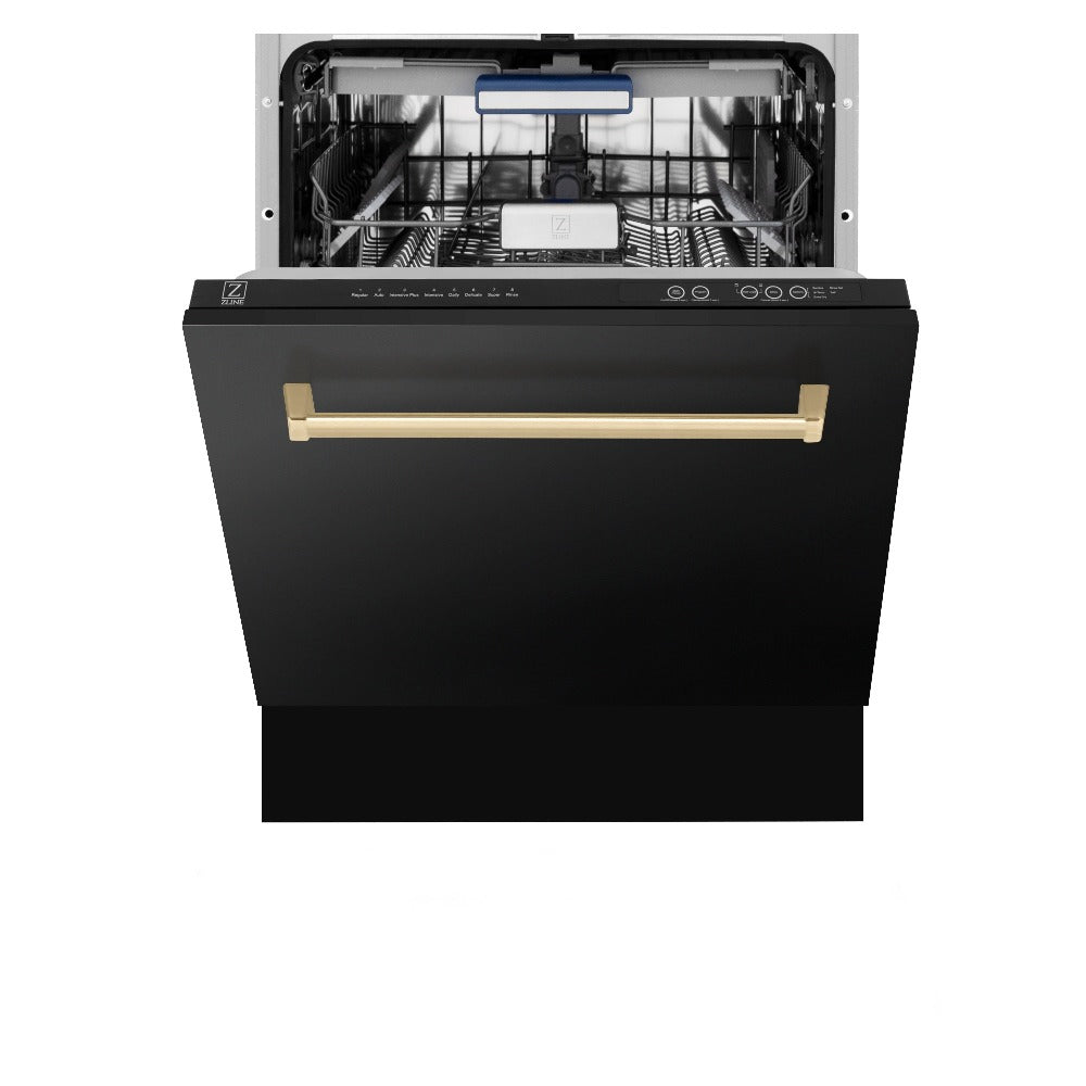 Autograph Edition 48 in. Kitchen Package with Black Stainless Steel Dual Fuel Range, Range Hood and Dishwasher with Champagne Bronze Accents 3AKPRABRHDWV48CB