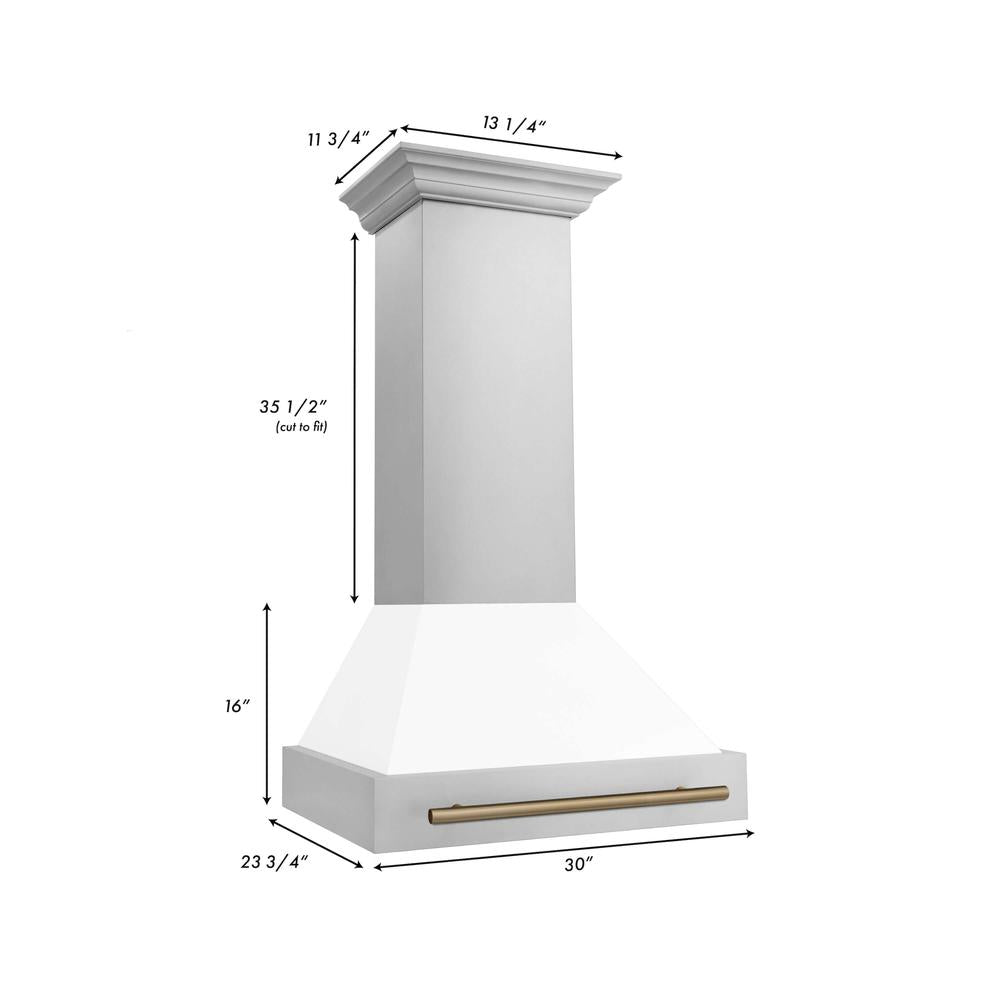 Autograph Edition 30 in. Kitchen Package with Stainless Steel Dual Fuel Range with White Matte Door, Range Hood and Dishwasher with Champagne Bronze Accents 3AKPRAWMRHDWM30CB