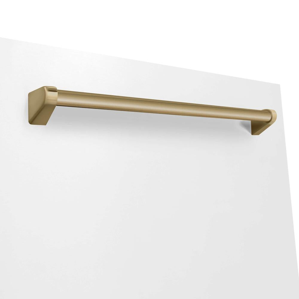 Autograph Edition 30 in. Kitchen Package with Stainless Steel Dual Fuel Range with White Matte Door, Range Hood and Dishwasher with Champagne Bronze Accents 3AKPRAWMRHDWM30CB