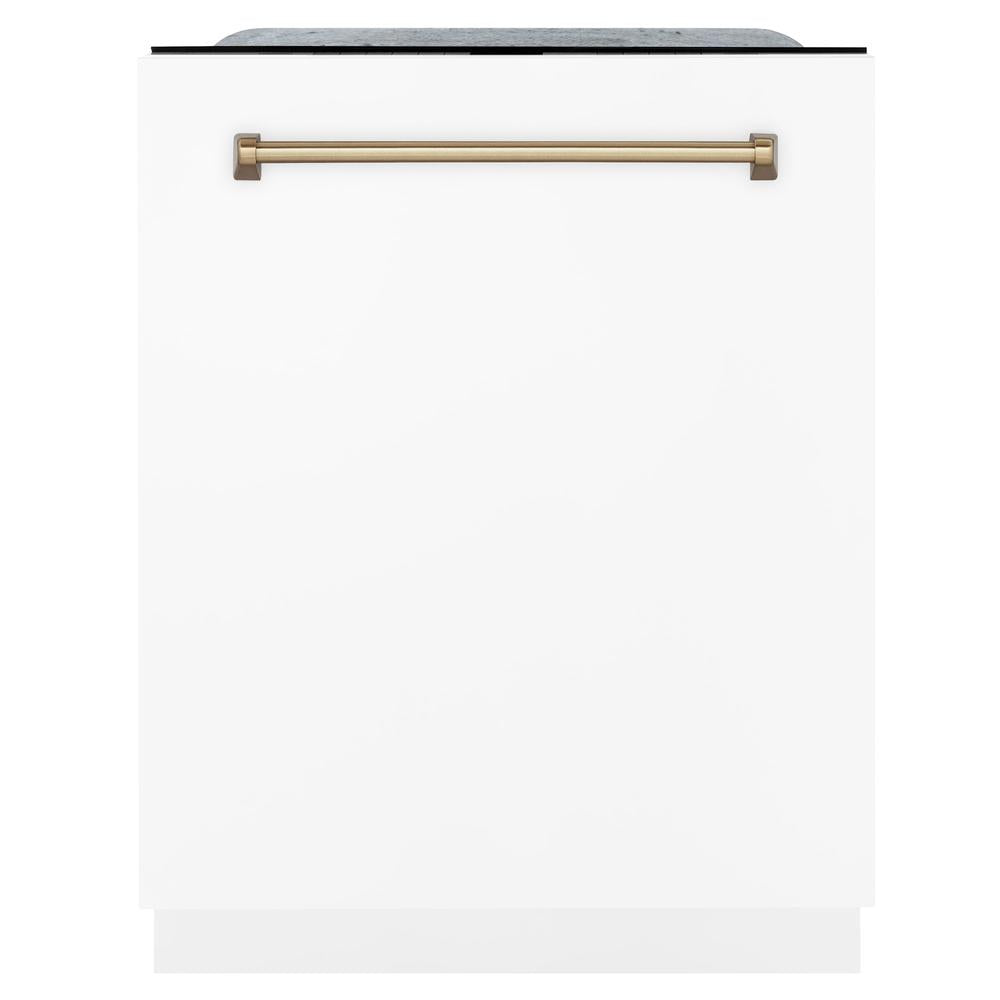 Autograph Edition 36 in. Kitchen Package with Stainless Steel Dual Fuel Range with White Matte Door, Range Hood and Dishwasher with Champagne Bronze Accents 3AKPRAWMRHDWM36CB, product image 15 of 22