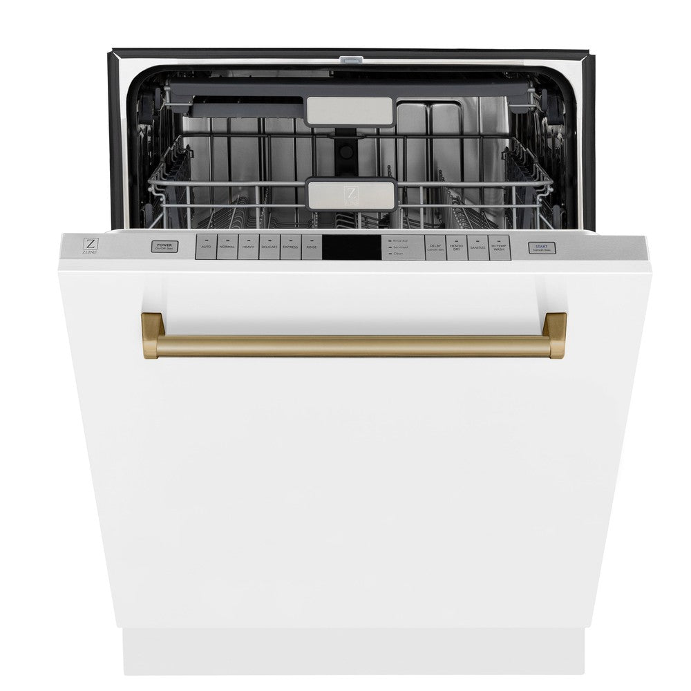 Autograph Edition 36 in. Kitchen Package with Stainless Steel Dual Fuel Range with White Matte Door, Range Hood and Dishwasher with Champagne Bronze Accents 3AKPRAWMRHDWM36CB, product image 17 of 22