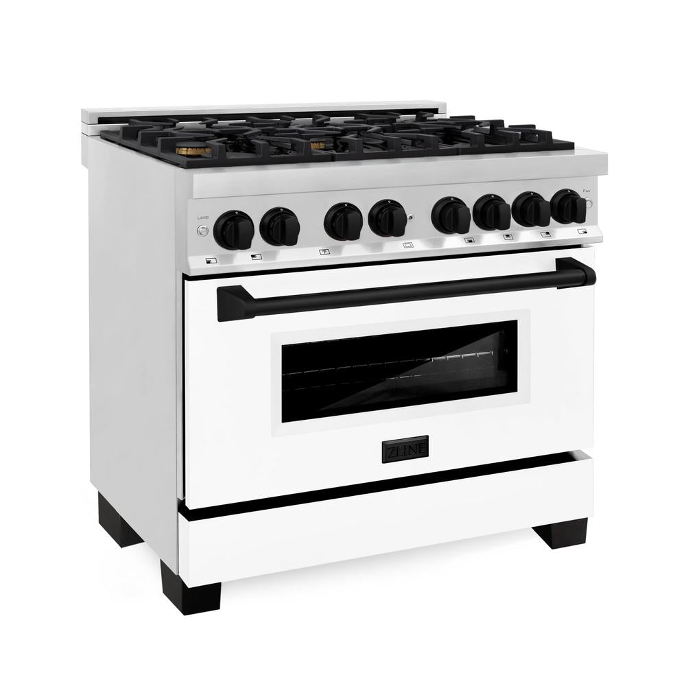 Autograph Edition 36 in. Kitchen Package with Stainless Steel Dual Fuel Range with White Matte Door, Range Hood and Dishwasher with Matte Black Accents 3AKPRAWMRHDWM36MB, product image 12 of 24