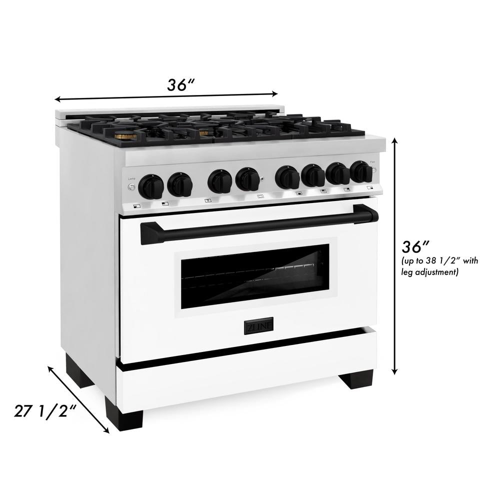 Autograph Edition 36 in. Kitchen Package with Stainless Steel Dual Fuel Range with White Matte Door, Range Hood and Dishwasher with Matte Black Accents 3AKPRAWMRHDWM36MB, product image 10 of 24