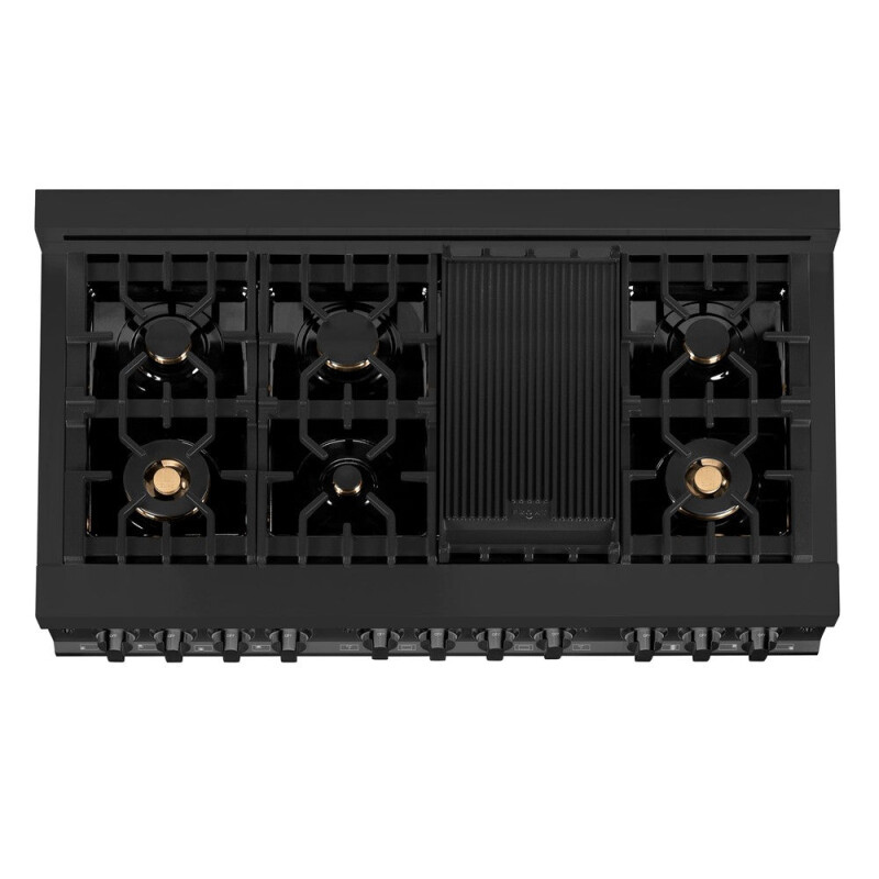 48 in. Kitchen Package with Black Stainless Steel Dual Fuel Range, Convertible Vent Range Hood and Microwave Drawer 3KPRABRH48MW