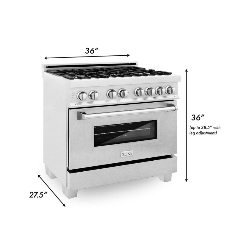 36 in. Kitchen Package with Satin Stainless Dual Fuel Range, Ducted Vent Range Hood and Dishwasher 3KPRASRH36DW
