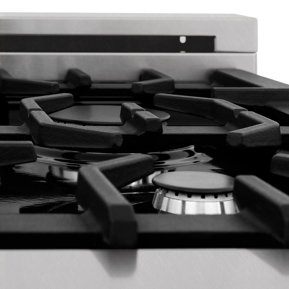 36 in. Kitchen Package with Satin Stainless Dual Fuel Range, Ducted Vent Range Hood and Tall Tub Dishwasher 3KPRASRH36DWV