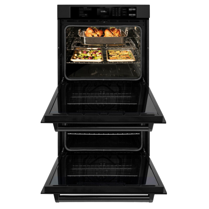 Kitchen Package with 36 in. Black Stainless Steel Rangetop, 36 in. Convertible Range Hood and Double Wall Oven 3KPRTBRH36AWD